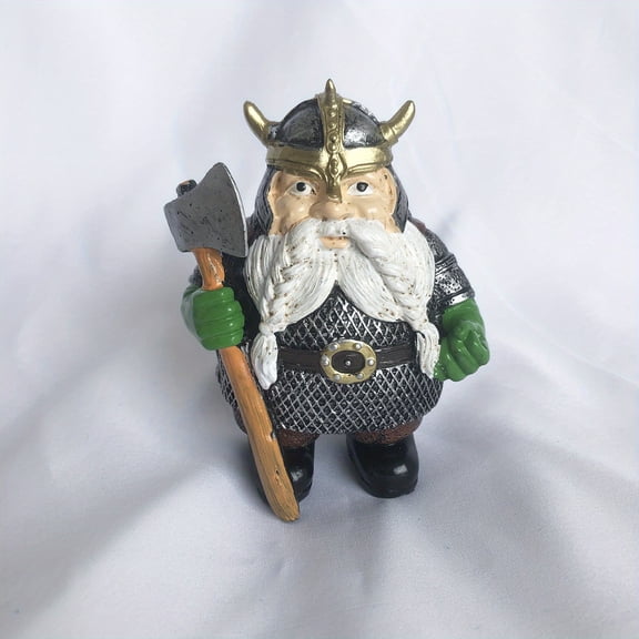 Viking Warrior Dwarf Gnome Statue - Detailed Nordic-Inspired Design, Hand-Painted Colors, Durable Resin Construction,Perfect for Garden Decor, Outdoor or Indoor Use, Add a Touch of Whimsy to Your Yard