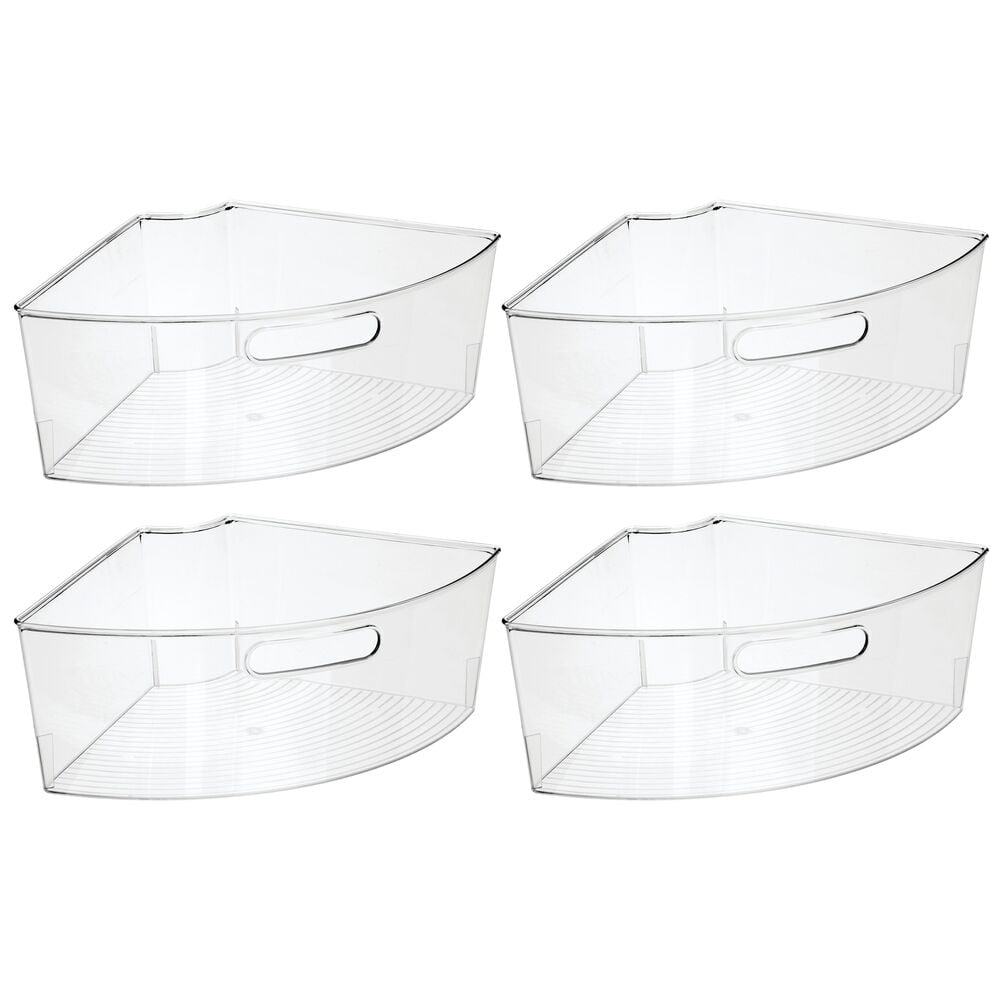 mDesign Lazy Susan Kitchen Food Storage Organizer Bin, 1/4 Wedge, 4