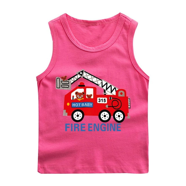 RXIRUCGD 2025 Vêtements d'Été pour Enfants Chemise de Base à Col Rond Sans Manches pour Garçons