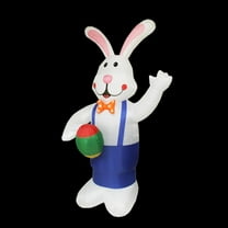 7' Inflatable Lighted Standing Easter Bunny with Eggs Outdoor Decoration