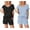 Black/Clear Blue, variant on Ekouaer 2 Pack Women's Pajamas Set Soft Ruffle Sleeve Pjs Set Casual V Neck Lounge Set with Pockets
