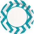 thumbnail image 4 of 9" Chevron Paper Dinner Plates, Caribbean Teal, 8ct, 4 of 4