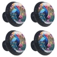 thumbnail image 2 of 4 Pcs Peacock Knobs for Kitchen Cabinet Cupboard Dresser Bookcase Drawer Pulls Handles Round Home Decor, 2 of 8