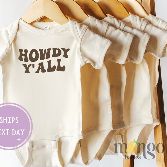 Howdy Y'All Baby Onesies Retro Cowboy Bodysuit Cute Country Baby Shower Gift For Baby Cowgirl Baby Clothes Cowboy Shirt 1308 Cute Baby Onesie, BABY BODYSUIT LAT 4424