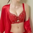 thumbnail image 2 of TSADFHJI Ladies Gather and Gather Their Stomachs without Steel Rings to Sagging. Thickened Lace Bra for Girls Women's Bras Sleep Robe Bras for Women Plus Size Blue with Matching Robe Red 36, 2 of 4