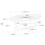 Gexpusm Double layer Coffee Table,Oval Wood Farmhouse with Storage,47.87L x 30W x 17.99H,Brown