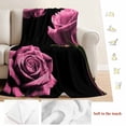 thumbnail image 5 of Pink Rose Blanket Soft Cozy Warm Throw Blanket for Couch, Plush Fuzzy Flannel Fleece Blankets for Sofa, Vintage Abstract Garden Flower Floral Black Bed Blankets Lightweight Gifts for Women, 50"x60", 5 of 9
