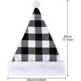 thumbnail image 5 of JM Gorro de Papá Noel para adultos, terciopelo rojo, cuadros negros, suministros para fiesta de Navidad, gorro de Papá Noel, gorro de Papá Noel a cuadros en blanco y negro, sombrero de Navidad (blanco y negro) JM RV021031-01372SDJ, 5 of 5