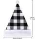 thumbnail image 5 of 2 uds. Gorro de Papá Noel para adultos, terciopelo rojo, cuadros negros, suministros para fiesta de Navidad, gorro de Papá Noel, sombrero para adultos, sombrero de Navidad a cuadros en blanco y negro (blanco y negro) Rojo Verde RV011031-01373SDJ, 5 of 5