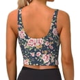 thumbnail image 4 of Goofa Vintage Floral Printed Sports Bras for Women, High Impact Running Bra Workout Crop Tank Tops Longline Sports Bra Push up-Small, 4 of 9