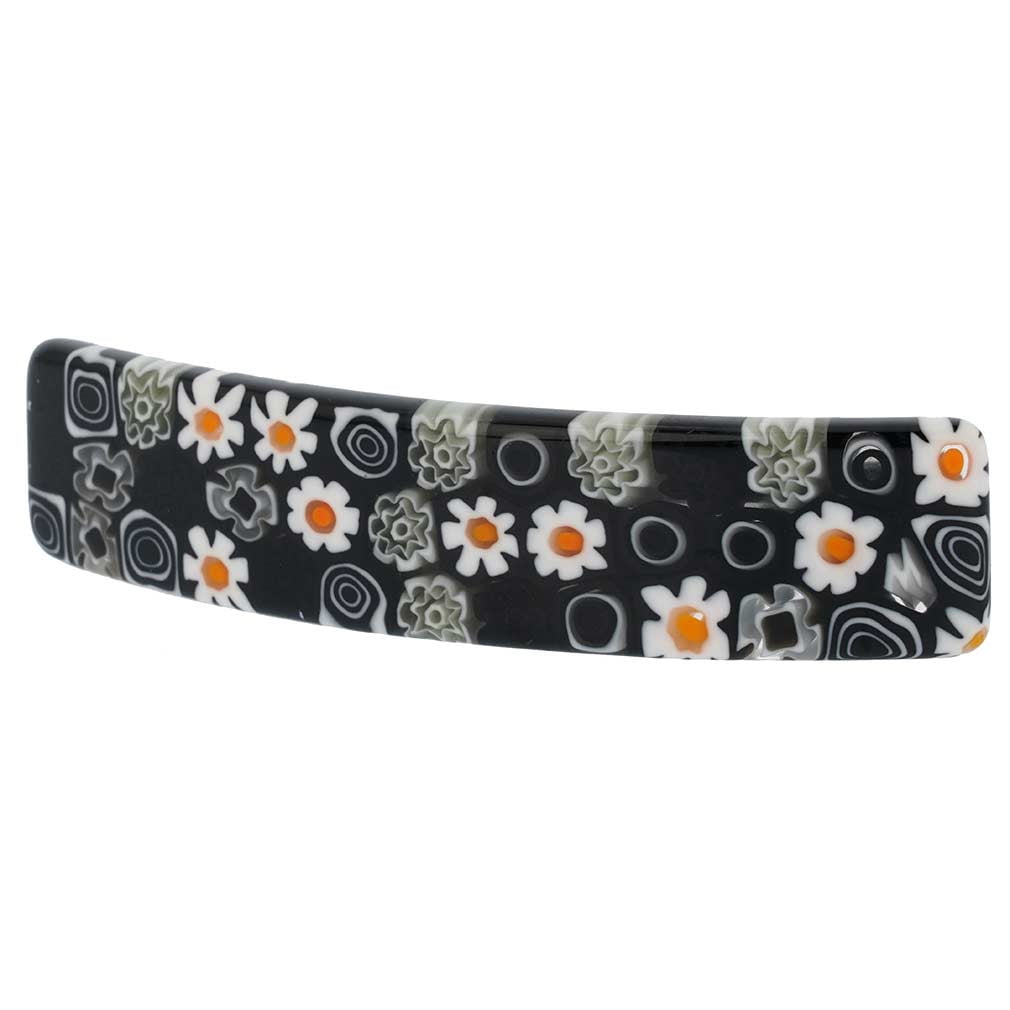 GlassOfVenice Murano Glass Millefiori Hair Clip - Black and White