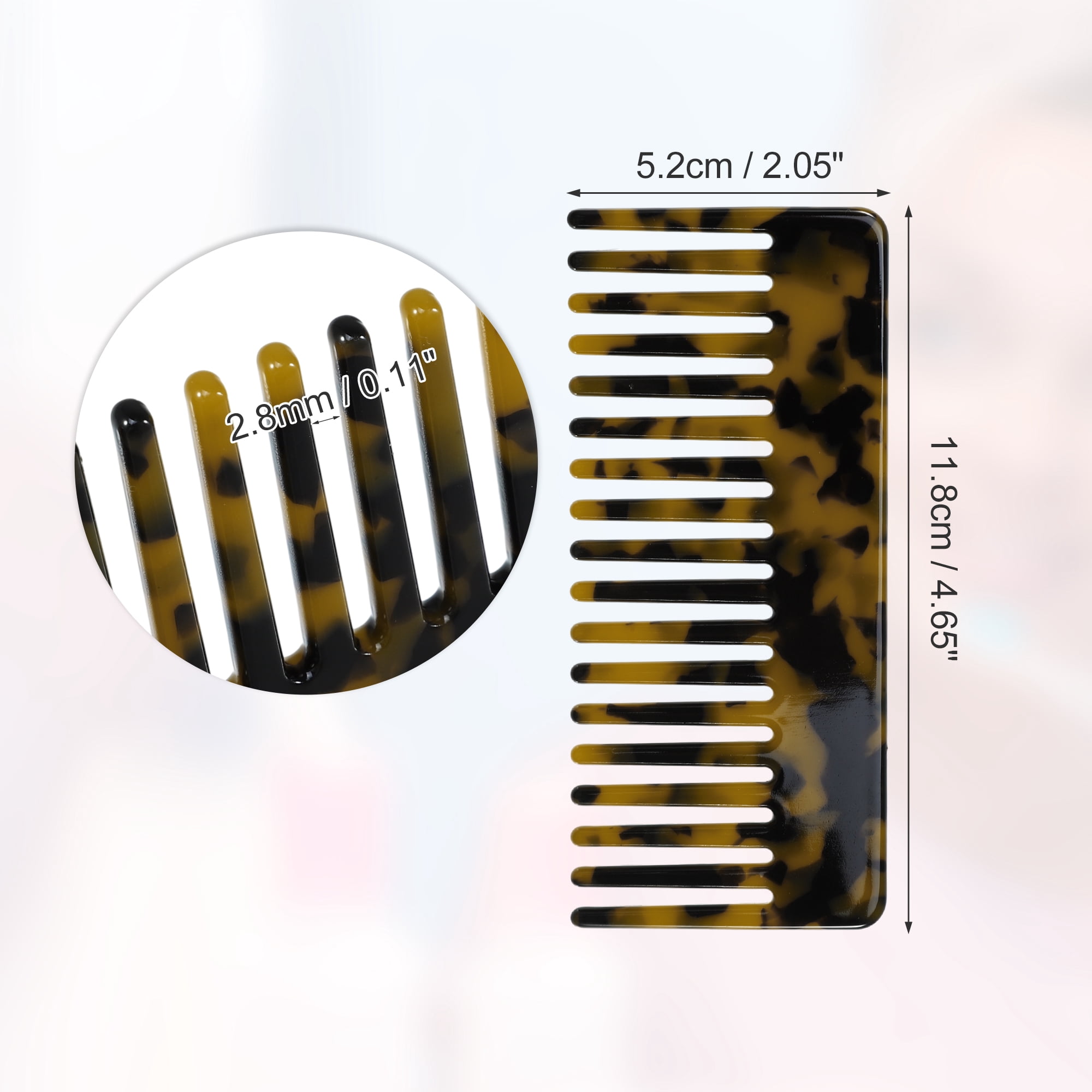 Unique Bargains 1Pc Women Heat Resistant Wide Tooth Comb Brown and Yellow