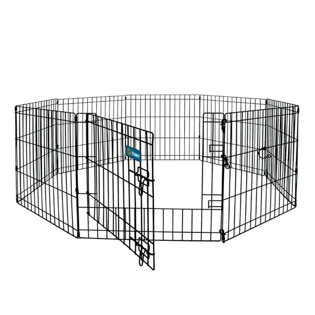 Corral Metalico Plegable P/Perro C/8 Paneles Negro Sunny