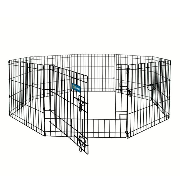 Corral Metalico Plegable P/Perro C/8 Paneles Negro Sunny