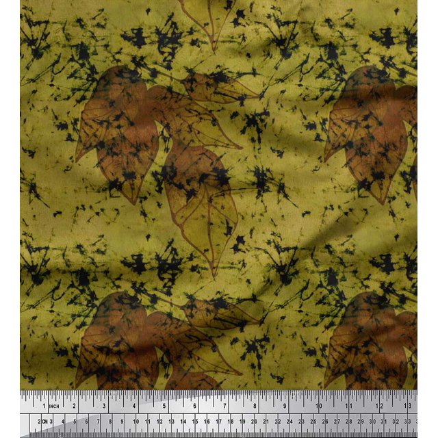 Soimoi Georgette Viscose Fabric Leaves & Texture Printed Fabric 1 Yard 42 Inch Wide