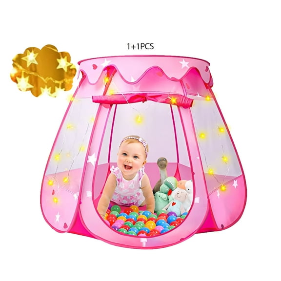 BESTSKY Pop Up Princess Tent with Star Light,Do Not Include Toy Balls,Pink