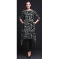 thumbnail image 4 of Bimba Hauts Kurti Asymétriques à Imprimé Floral Pétales Noirs pour Femmes Robe d'Été Indienne Tunique XSmall, 4 of 6