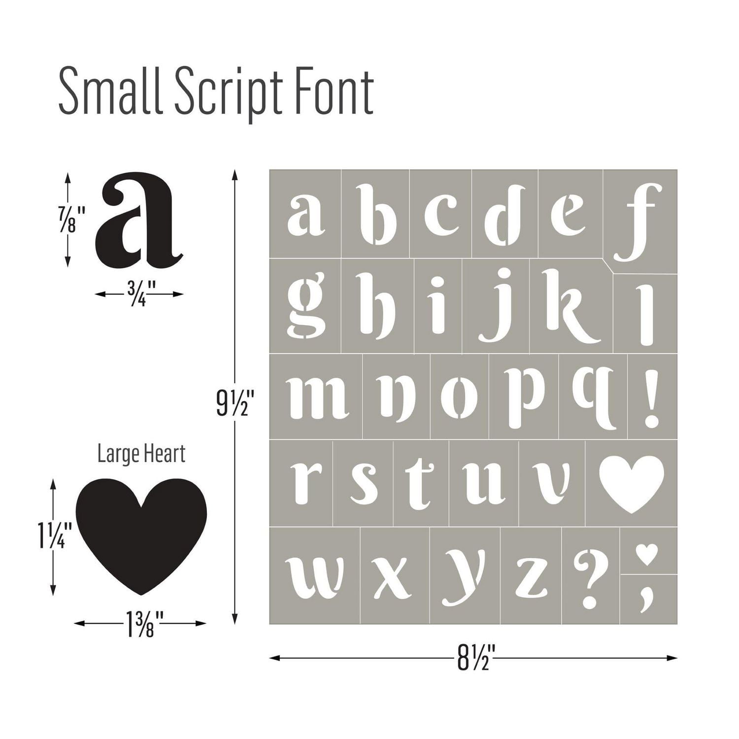 Ensemble de pochoirs adhésifs réutilisables FolkArt pour lettres et chiffres, 21,6 x 24,1 cm, police manuscrite, 3 pièces