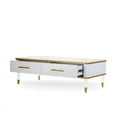 thumbnail image 2 of Modern White/Gold tone Sintered Matte Stone Top Coffee Table W/ Drawer, 2 of 4