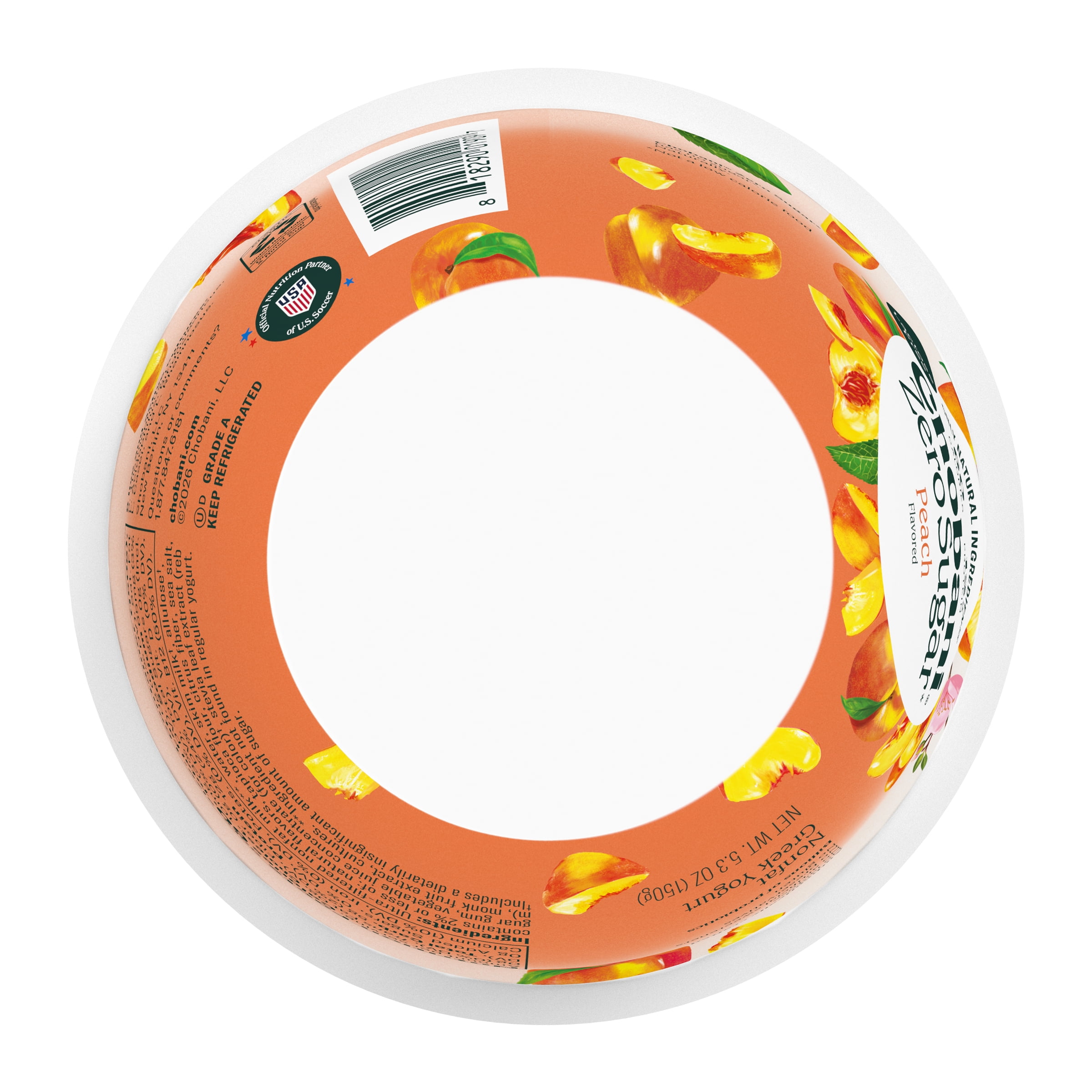 Chobani Zero Sugar Non-Fat Greek Yogurt Peach 5.3 oz Cup