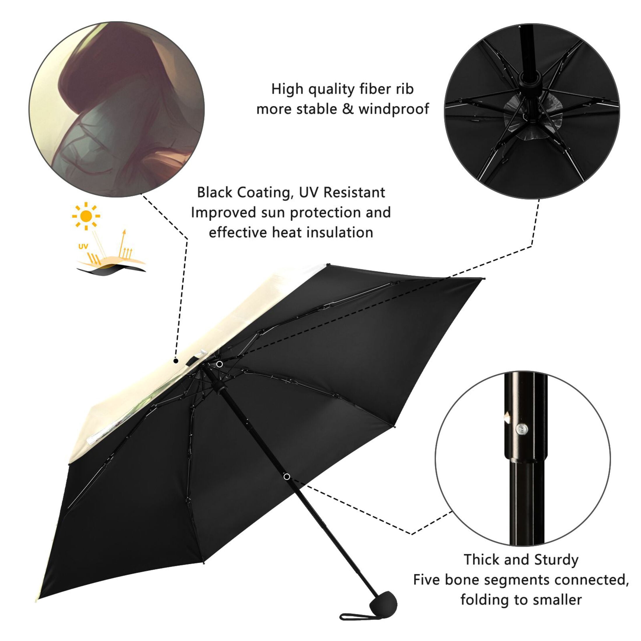 Child's Sketch Turtle Umbrellas for Sun Auto Open Close UV50+ Waterproof 5-Fold Compact Fiberglass Frame