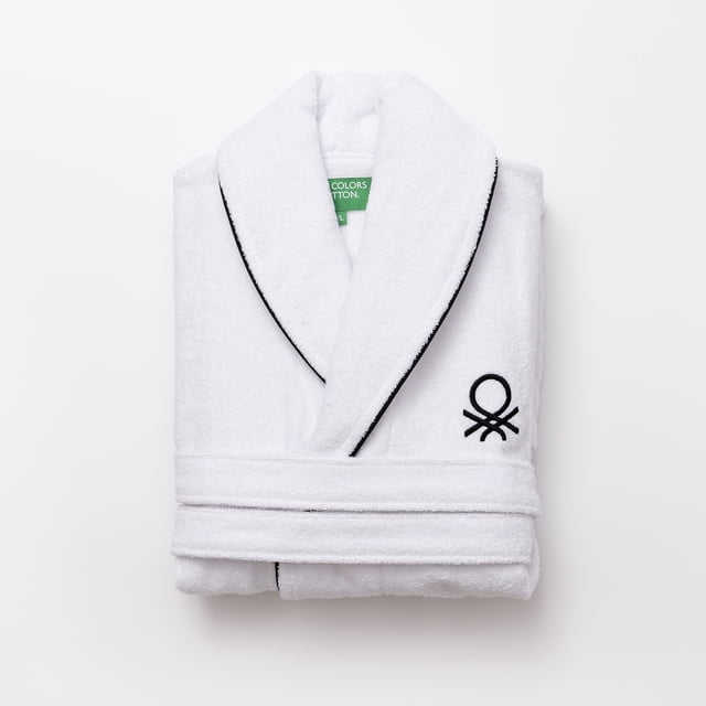 Bata de baño L/XL blanco 360gsm 100% algodón Benetton
