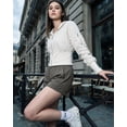thumbnail image 4 of FITOP Women's High Waisted Running Shorts Quick Dry Athletic Casual Shorts with Zipper Pockets,Dark Khaki,Size XL, 4 of 6