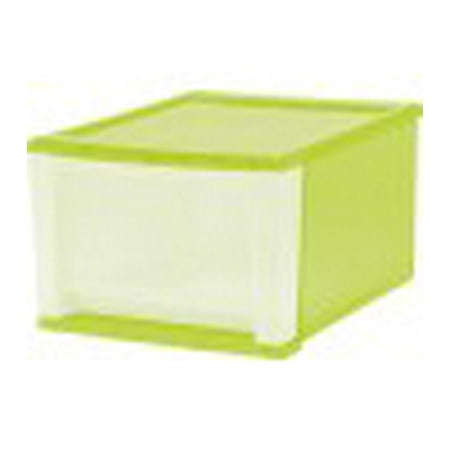 Iris Usa 17 Quart Stacking Plastic Storage Drawer Green Clear