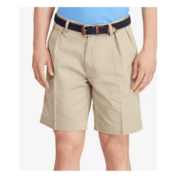 Polo Ralph Lauren Men's, Classic Fit Double Pleated Chino Short, Stone, 33