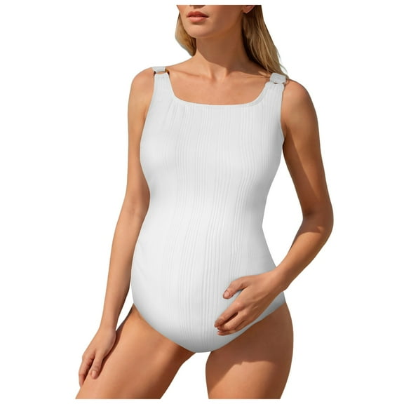 Xudanell Maternity Bikini One Piece Swimsuit Sheer Mesh Maternity Midriff-baring Bathing Suits Suit Swimwear Sexy Bathing Suit (White,M)
