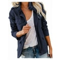 thumbnail image 2 of Women Anorak Jackets Zip Up Snap Buttons Parka Utility Coats Outwear with Pocket Deep Blue L, 2 of 7