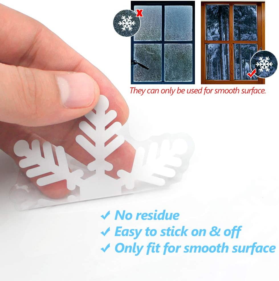 135Pcs Christmas Window Clings Snowflakes Decals Static Stickers Decoration Xmas 