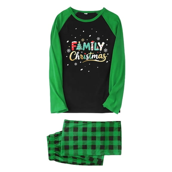 KHONTS Christmas Graphic Printed Pajamas Sets for Family Matching Holiday Pjs Sets with Long Sleeve Tee Shirts and Pants Outfits Men XL