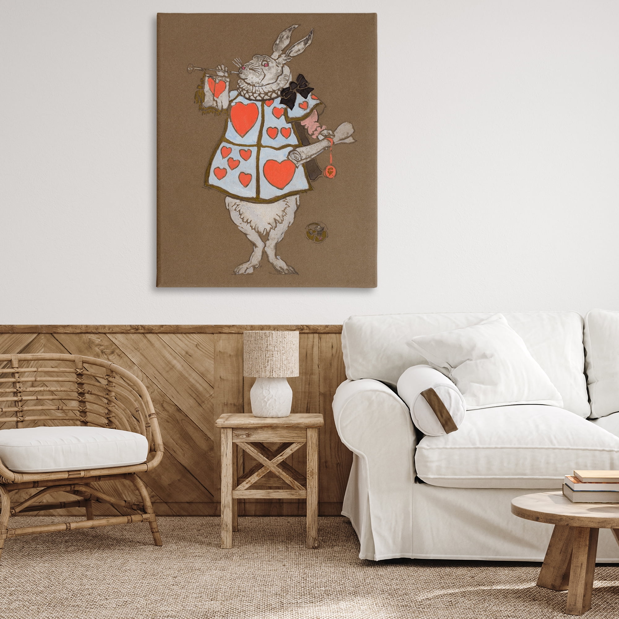 Stupell Industries Rabbit Playing Card Hearts Entertainment Painting Wrapped Canvas Art Print Wall Art, 36 x 48