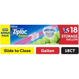 Ziploc Slider Storage Gallon Bags with Power Shield Technology, 18 Count