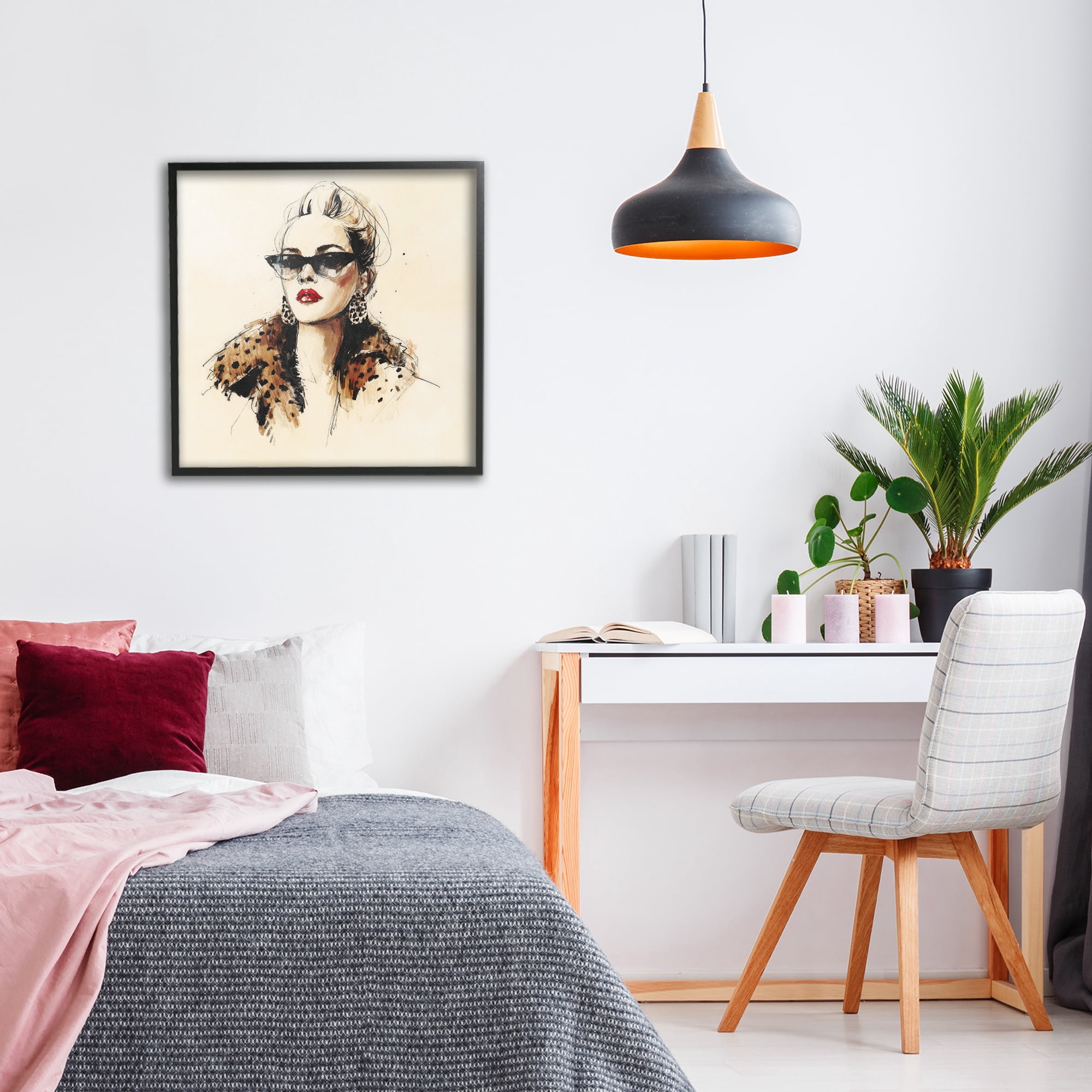 Stupell Industries Glam Leopard Sonata Portrait Black Framed Giclee Art, design by Svetlana Aleynikova