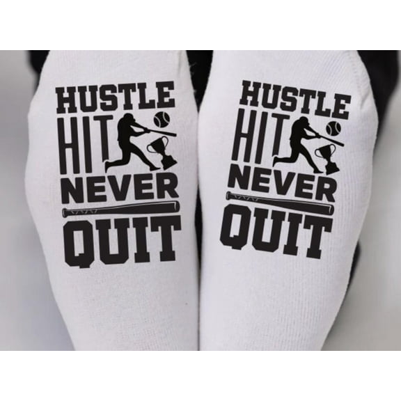Hustle Hit Never Quit Baseball Socks – Youth Sports Motivation Design