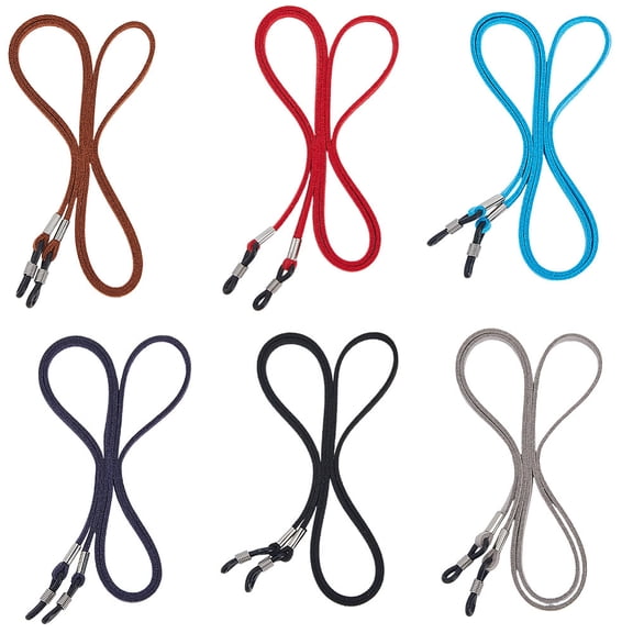6PCS 6 Colors Leather Eyeglass Retainer Glasses Strap Universal Glasses Lanyard Cord Adjustable Fuax Suede Eyewear String Holder Around Neck Sunglass