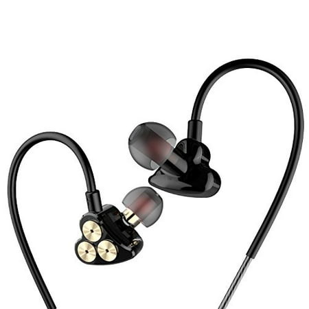 In-ear Headphones, ERJIGO Triple Drivers High Fidelity Stereo Earbuds/Earphones Black (Black with