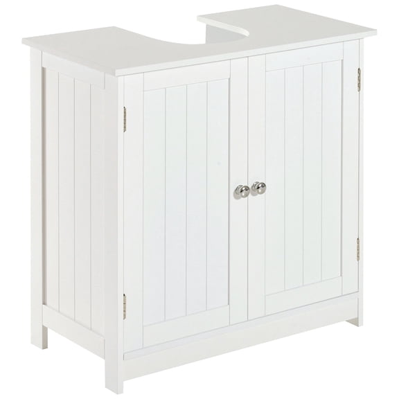 Under Sink Cabinet, Bathroom Vanity with 2 Doors & Shelf for Pedestal Sink, White