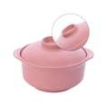 thumbnail image 3 of VONKY Instant Noodles Bowl with Lid Japanese Style Students Large Simple Curved Handle Lunch Box Soup Rice Ramen Bowls Accessories Pink, 3 of 5