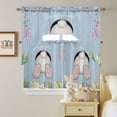 thumbnail image 5 of Easter Rabbit Tail Swag Curtains Valance & Tier Set, Floral Grass Watercolor Easter Egg Blue Wood Grain 3 Pcs Set Kitchen Swag Valances and Tiers 24 Inch Length Rod Pocket Curtain Drapes for Bedroom, 5 of 9