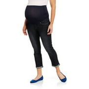 Maternity Over Belly Cotton Denim 5 Pocket Roll Cuff Denim Capri