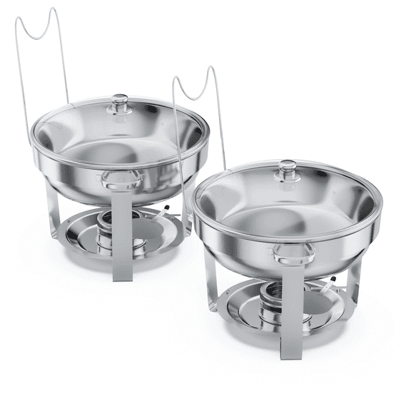 Alpha Living Chafing Dish Buffet Set of 2 – Complete Stainless Steel Chaffe Buffet Set with Glass Lids, Chafing Fuel Holder – Elegant and Practical Warmer Trays for Buffet, Wedding, Catering Supplies