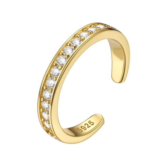 ChicSilver Elegant 925 Sterling Silver Toe Rings For Women Hypoallergenic, Adjustable Open Cuff Design With Cubic Zirconia