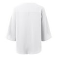 thumbnail image 6 of vigerkar Womens 2025 Summer 3/4 Sleeve Tunic Tops Chiffon Work Blouse V-Neck Dressy Casual Comfy Shirt White, M, 6 of 6