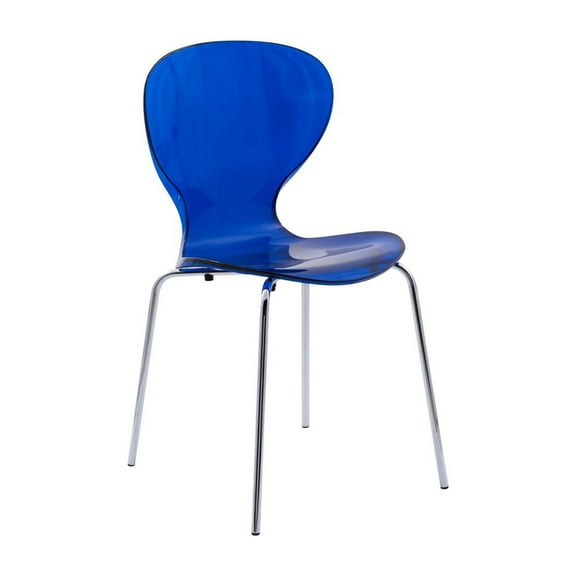 Modern Oyster Transparent Side Chair - Transparent Blue