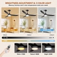thumbnail image 4 of RGB Ceiling Fans with Lights 52 Inch, Quiet DC Motor LED Ceiling Fans with Remote for Bedroom, Living Room, Kitchen, 3CCT, 6 Speeds, Reversible, Dimmable, Timer, Memory, Black, 4 of 9