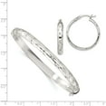 thumbnail image 4 of Sterling Silver D/C 6mm Bangle And 4mm Hoop Earring Set Made In India qb1331set, 4 of 5