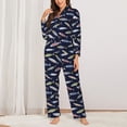 thumbnail image 2 of Honeii Sardine print Women's Pajama Sets Long Sleeve Button Down Sleepwear Nightwear Soft Pjs Lounge Sets-, 2 of 7